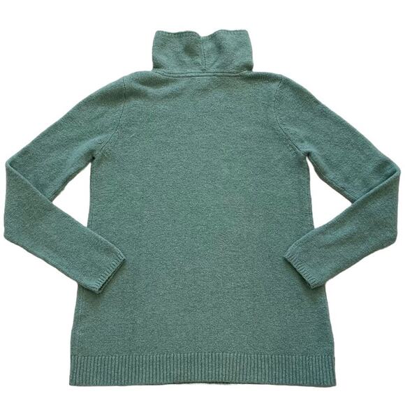 J. Jill Green Cotton/Wool Blend Boucle Oversized Turtleneck Sweater, Size XSP - Picture 3 of 8